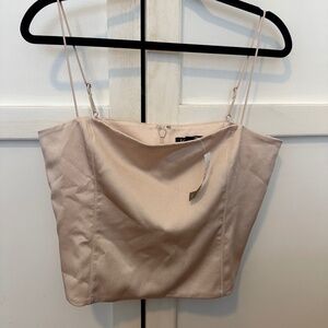 J. Crew Bustier Top in Stretch Satin (bone color) Size 12